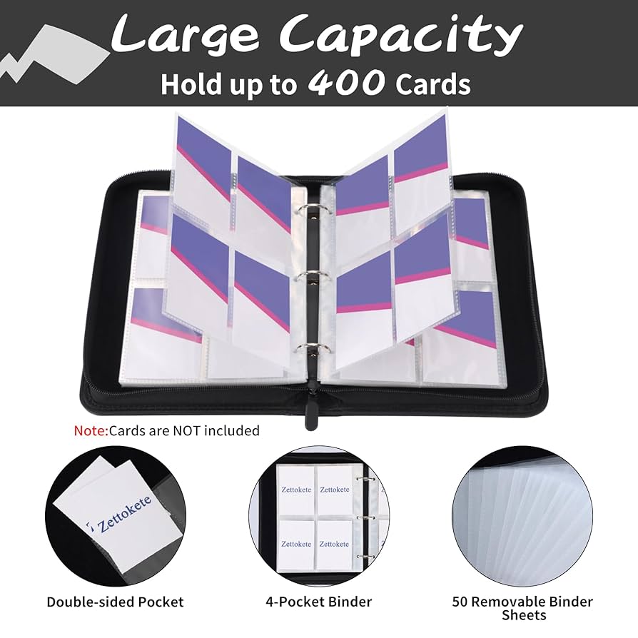 Amazon.com: Zettokete Trading Card Binder 4 Pocket with 50